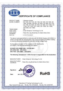 Rohs for industrial ultrasonic cleaner
